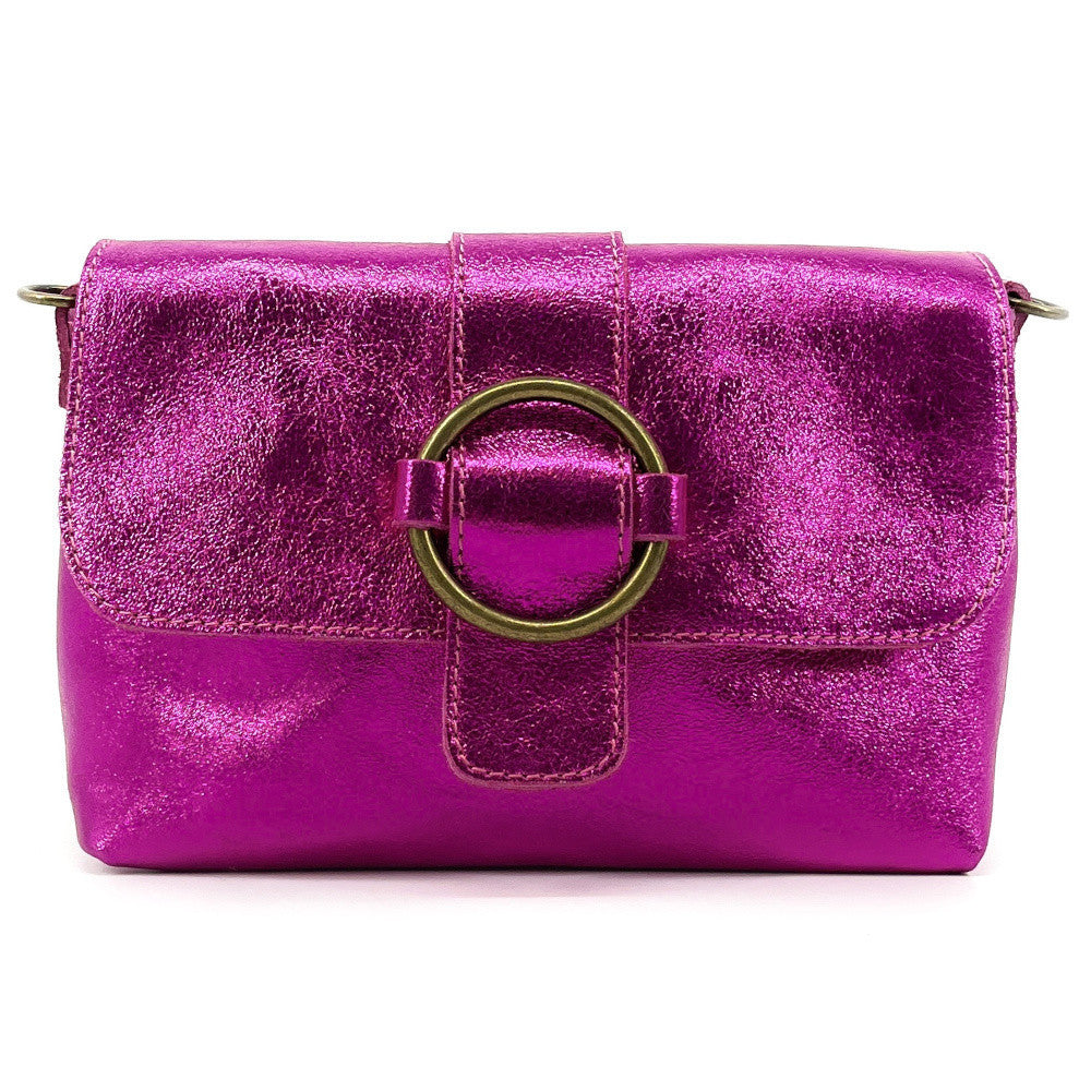 Mini sac en cuir irisé VERONE Rose fuchsia