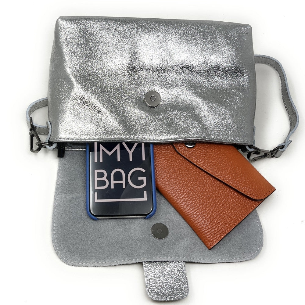 Mini sac en cuir irisé VERONE Argent moyen
