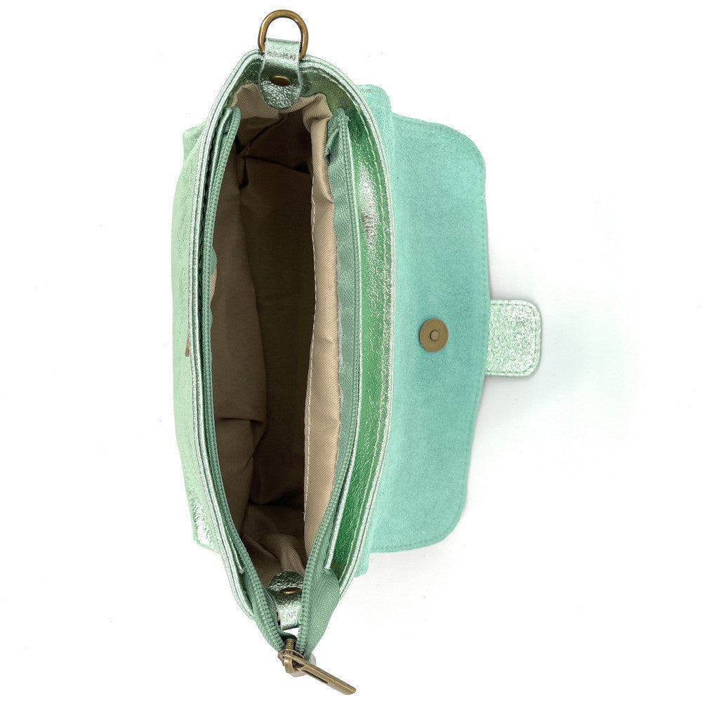 Mini sac en cuir irisé VERONE Menthe givrée