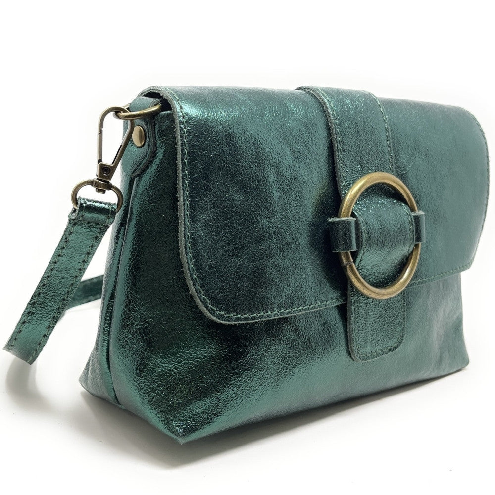 Mini sac en cuir irisé VERONE Vert forêt irisé