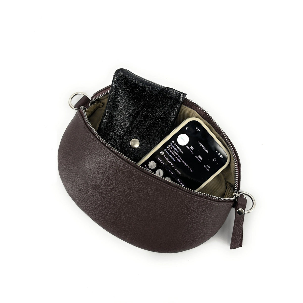 Marsupio in pelle martellata LOU Cioccolato