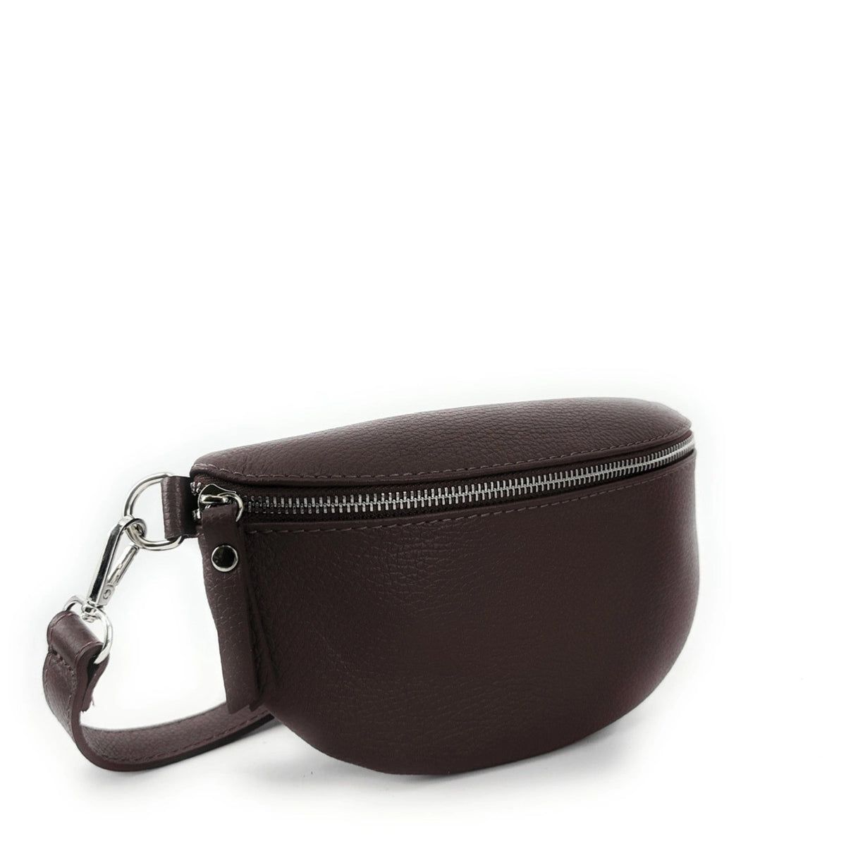 Gürteltasche aus genarbtem Leder LOU Schokoladenbraun