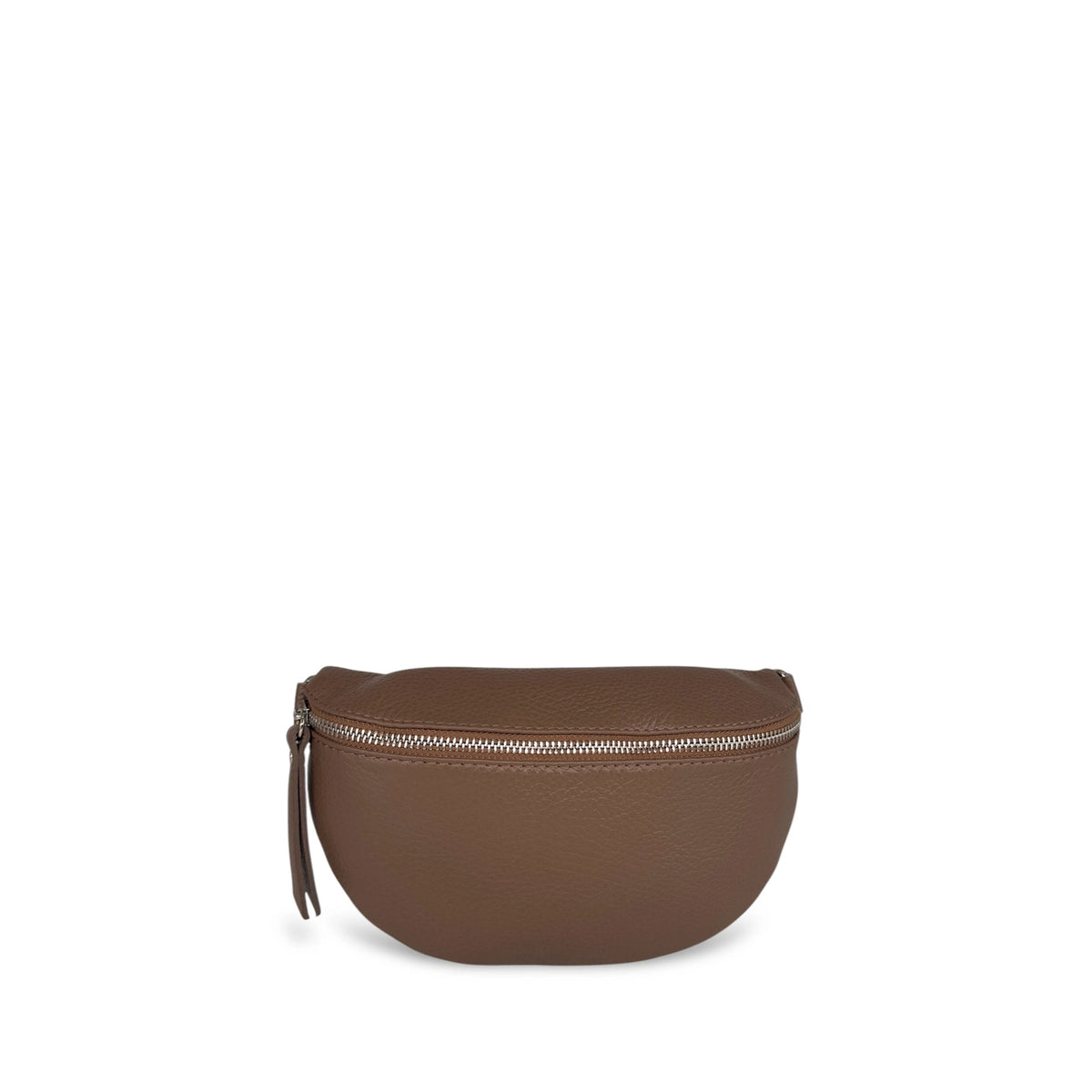 Sac banane en cuir grainé LOU Taupe foncé