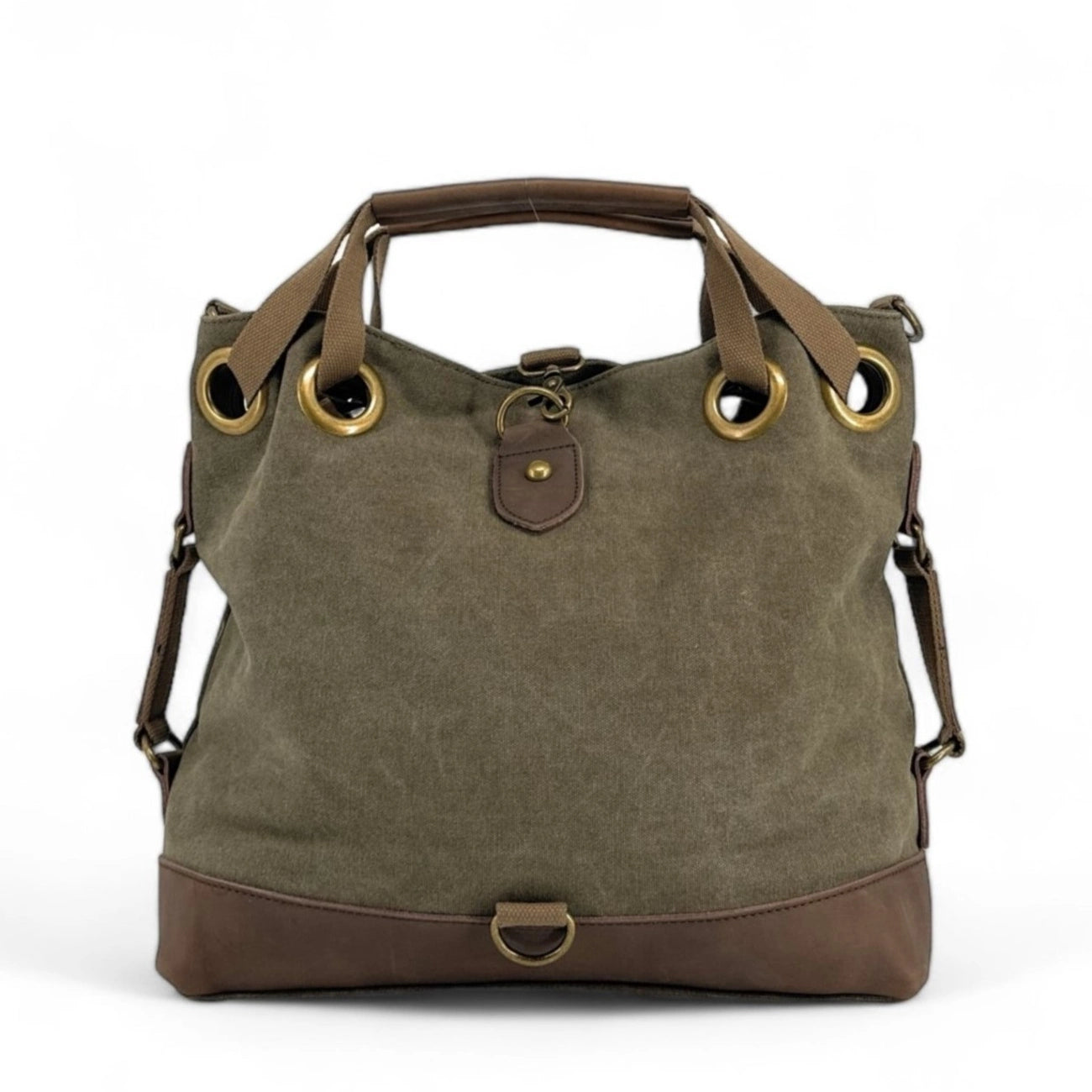 Sac week-end convertible en toile et cuir MONTPARNASSE Vert olive