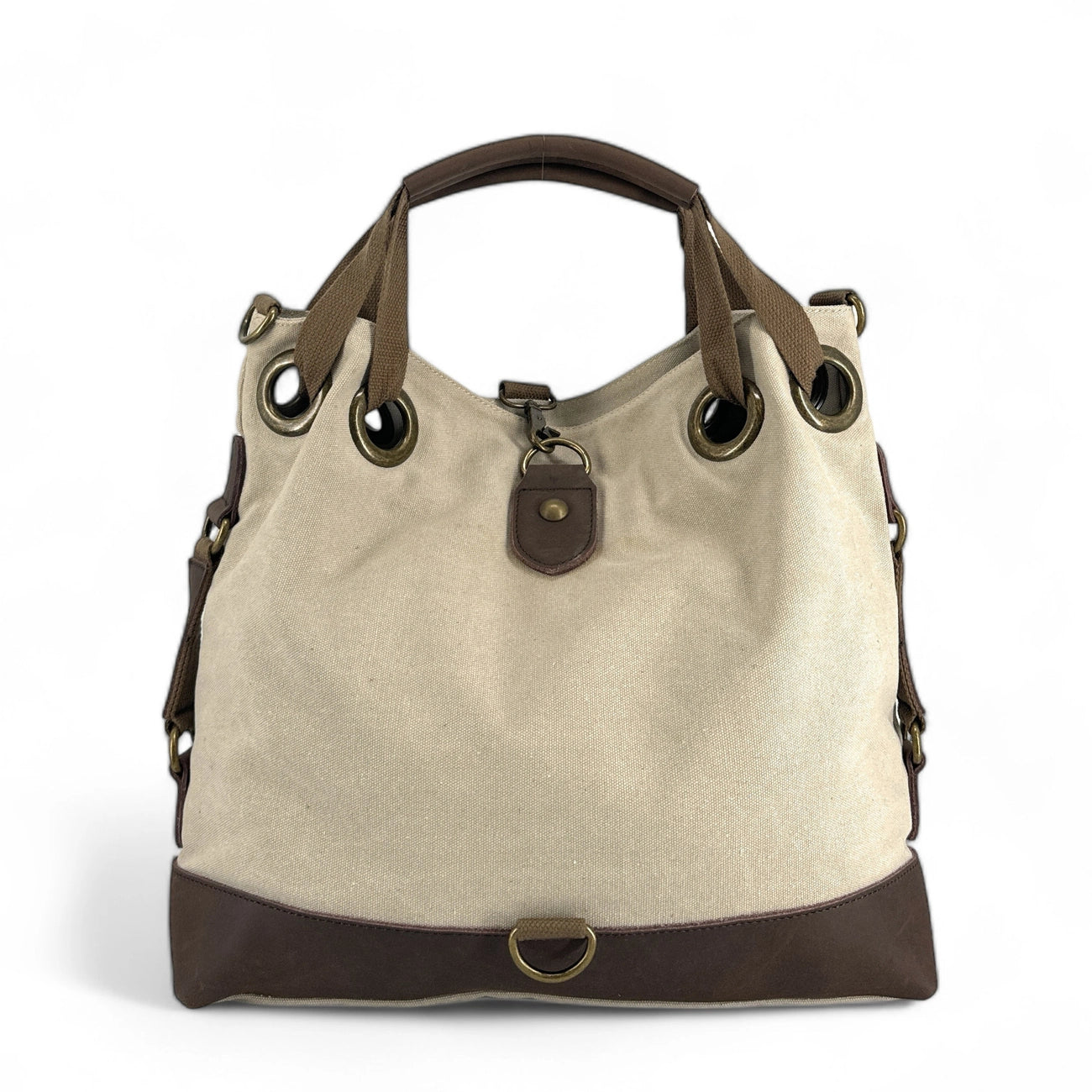 Sac week-end convertible en toile et cuir MONTPARNASSE Beige