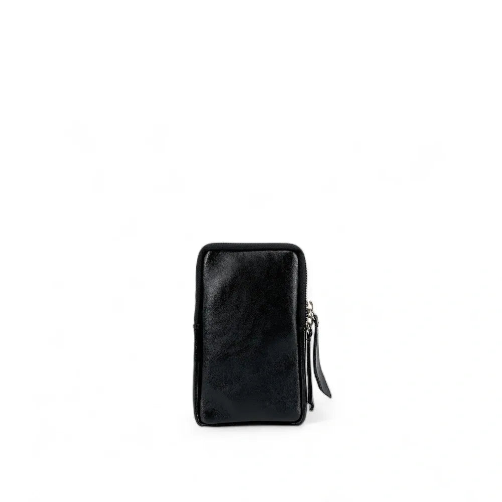 Pochette bandoulière en cuir irisé LOUVRE Noir irisé