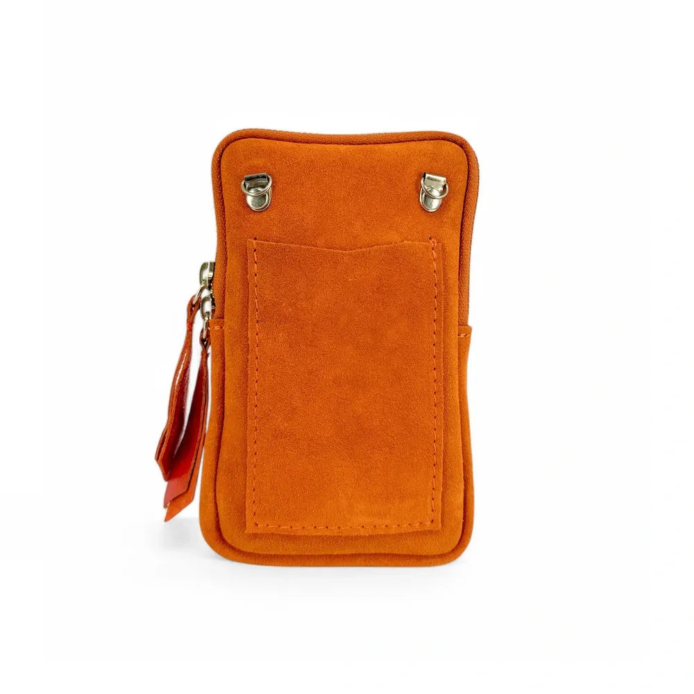 Pochette bandoulière en croûte de cuir LOUVRE Mandarine