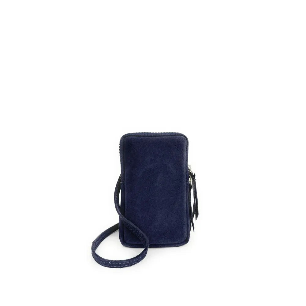 Pochette bandoulière en croûte de cuir LOUVRE Bleu marine