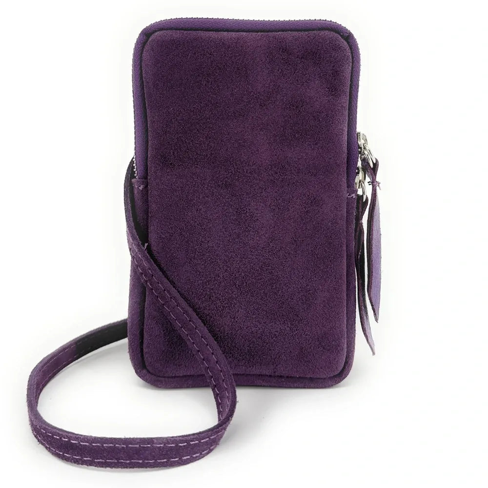 Pochette bandoulière en croûte de cuir LOUVRE Violet