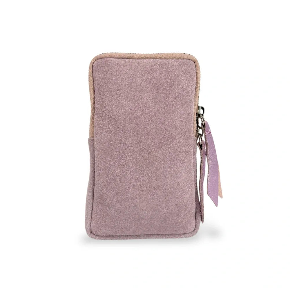 Pochette bandoulière en croûte de cuir LOUVRE Rose pâle