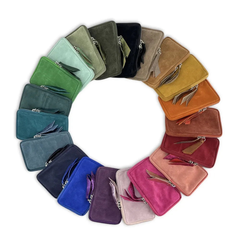 Pochette bandoulière en croûte de cuir LOUVRE Kaki