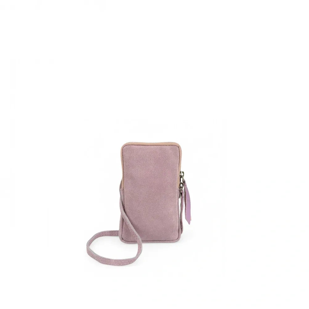 Pochette bandoulière en croûte de cuir LOUVRE Rose pâle