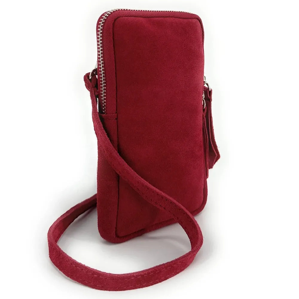Pochette bandoulière en croûte de cuir LOUVRE Rouge intense