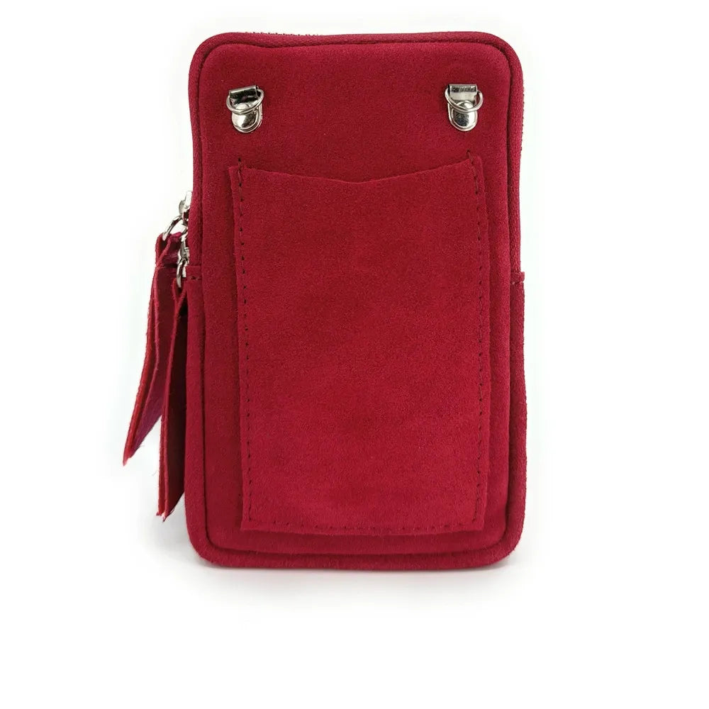 Pochette bandoulière en croûte de cuir LOUVRE Rouge intense