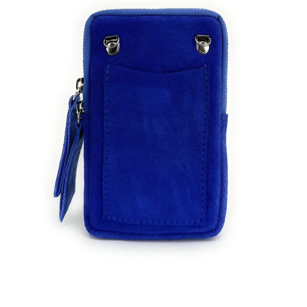 Pochette bandoulière en croûte de cuir LOUVRE Bleu roi