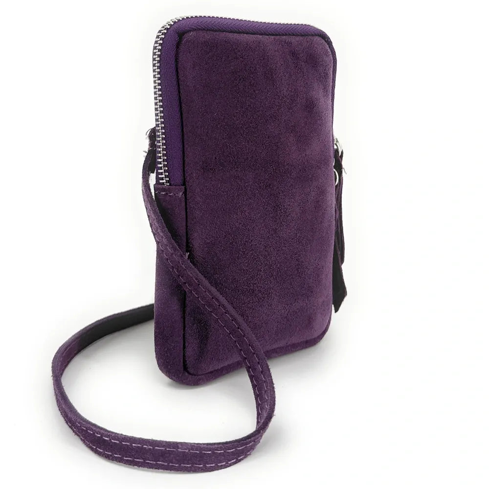 Pochette bandoulière en croûte de cuir LOUVRE Violet