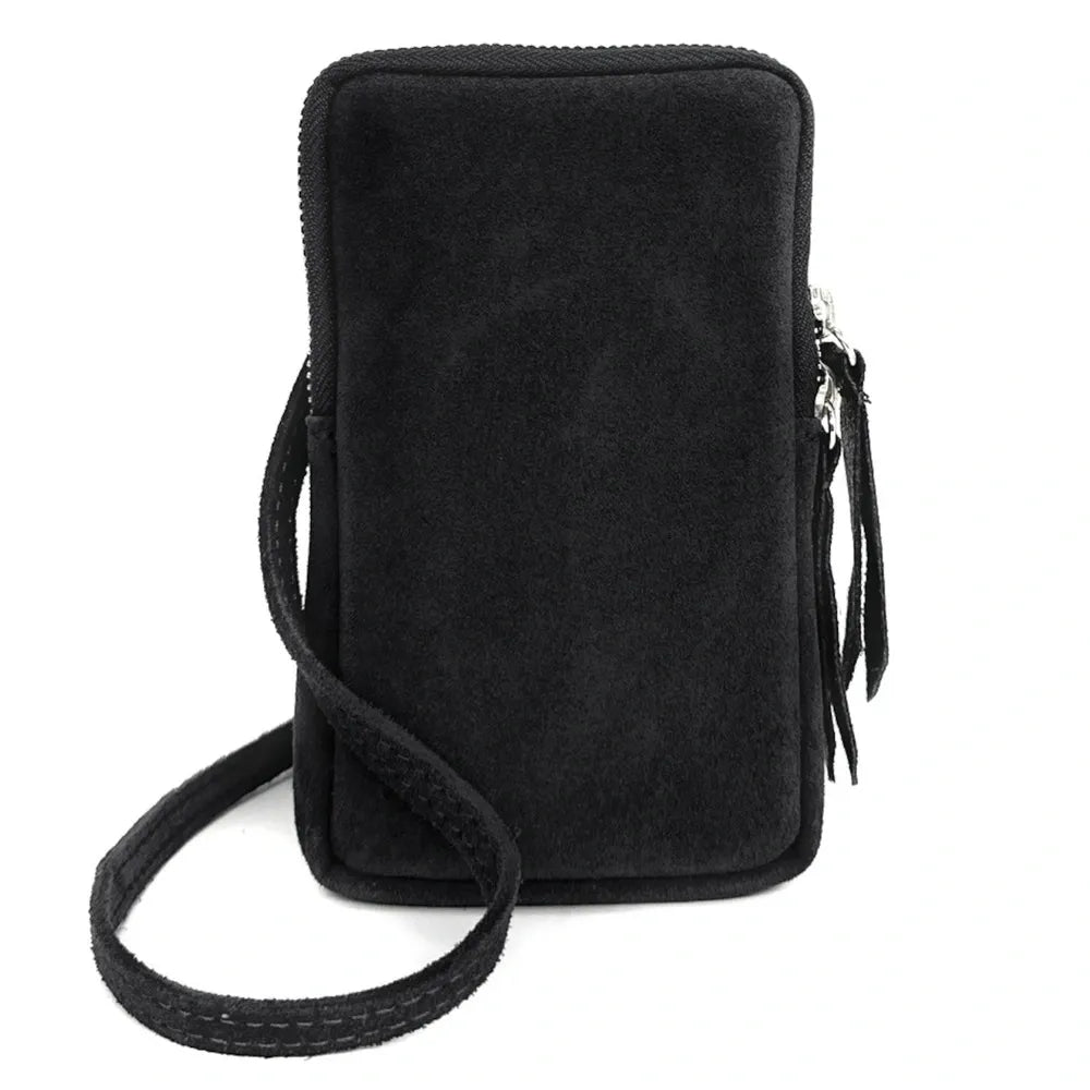 Pochette bandoulière en croûte de cuir LOUVRE Noir