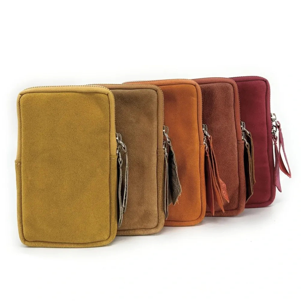 Pochette bandoulière en croûte de cuir LOUVRE Camel