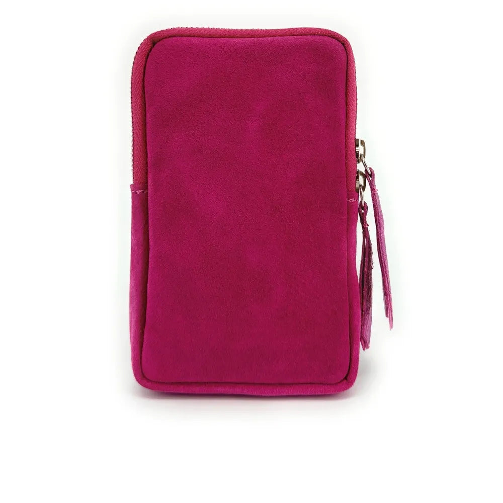 Pochette bandoulière en croûte de cuir LOUVRE Rose fuchsia