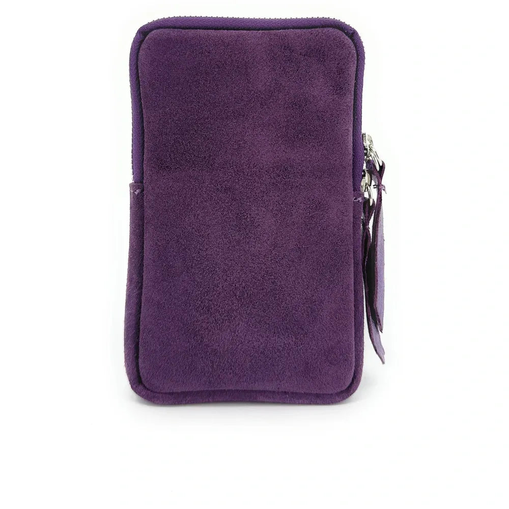 Pochette bandoulière en croûte de cuir LOUVRE Violet