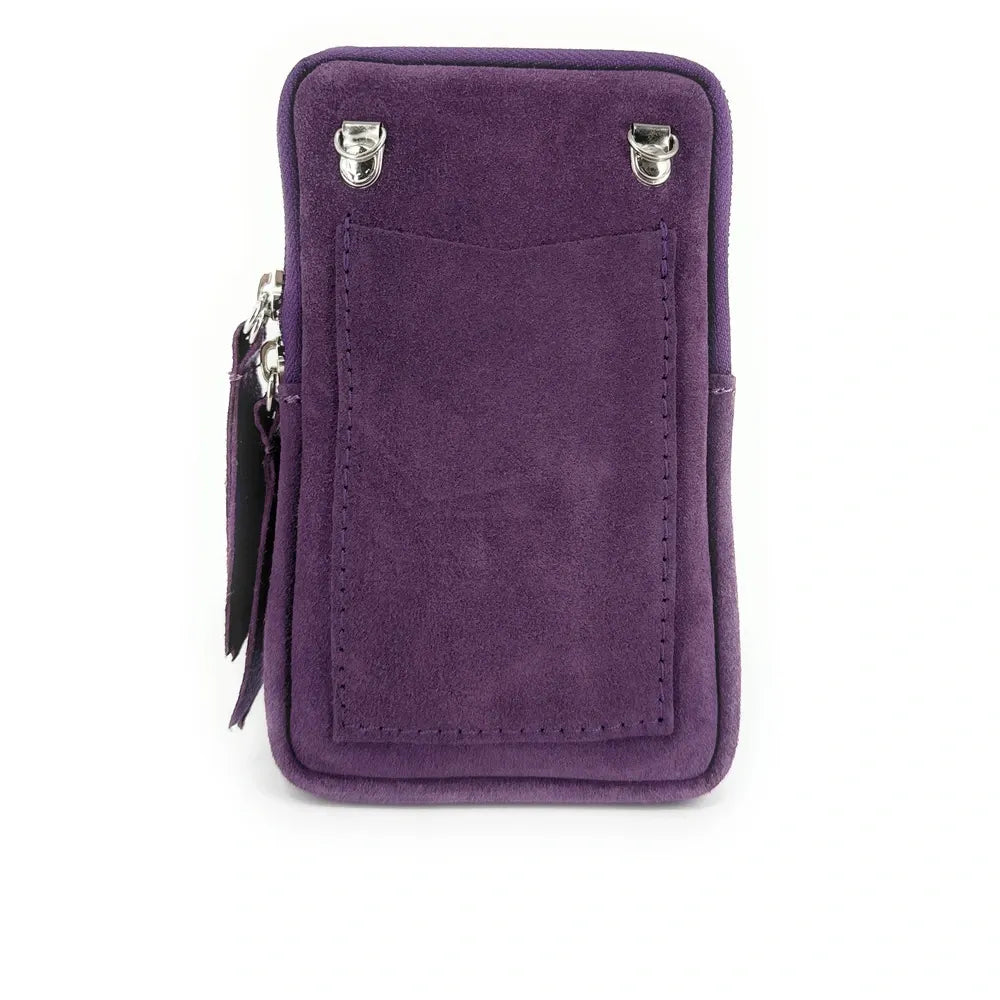 Pochette bandoulière en croûte de cuir LOUVRE Violet