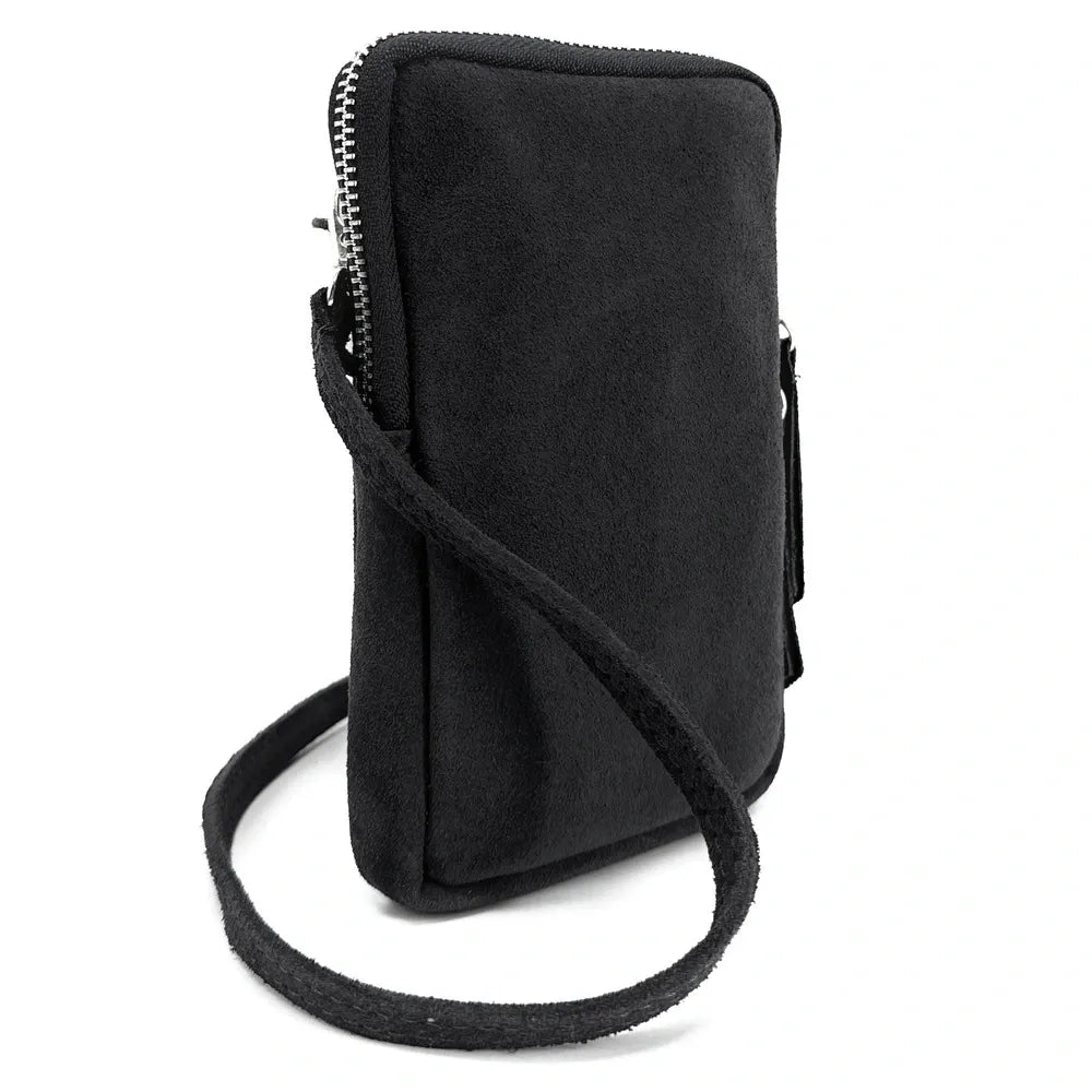 Pochette bandoulière en croûte de cuir LOUVRE Noir
