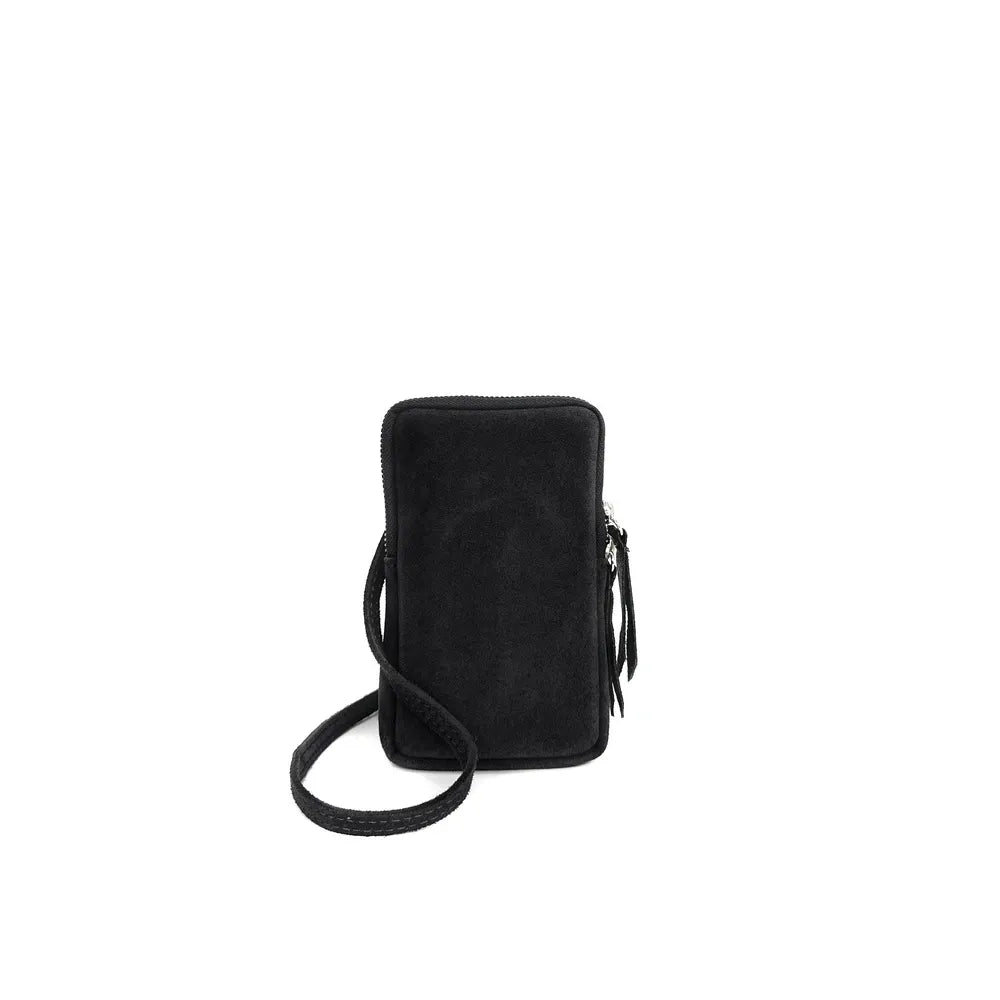 Pochette bandoulière en croûte de cuir LOUVRE Noir