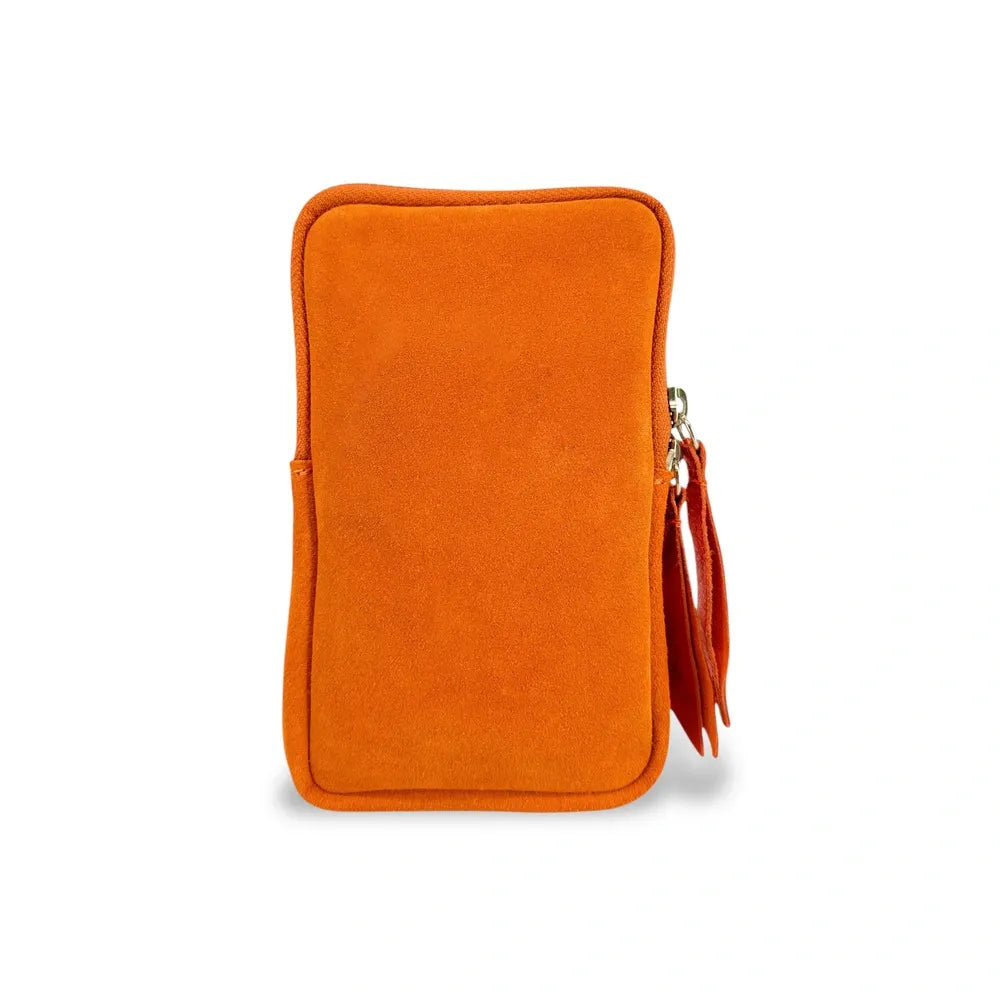 Pochette bandoulière en croûte de cuir LOUVRE Mandarine