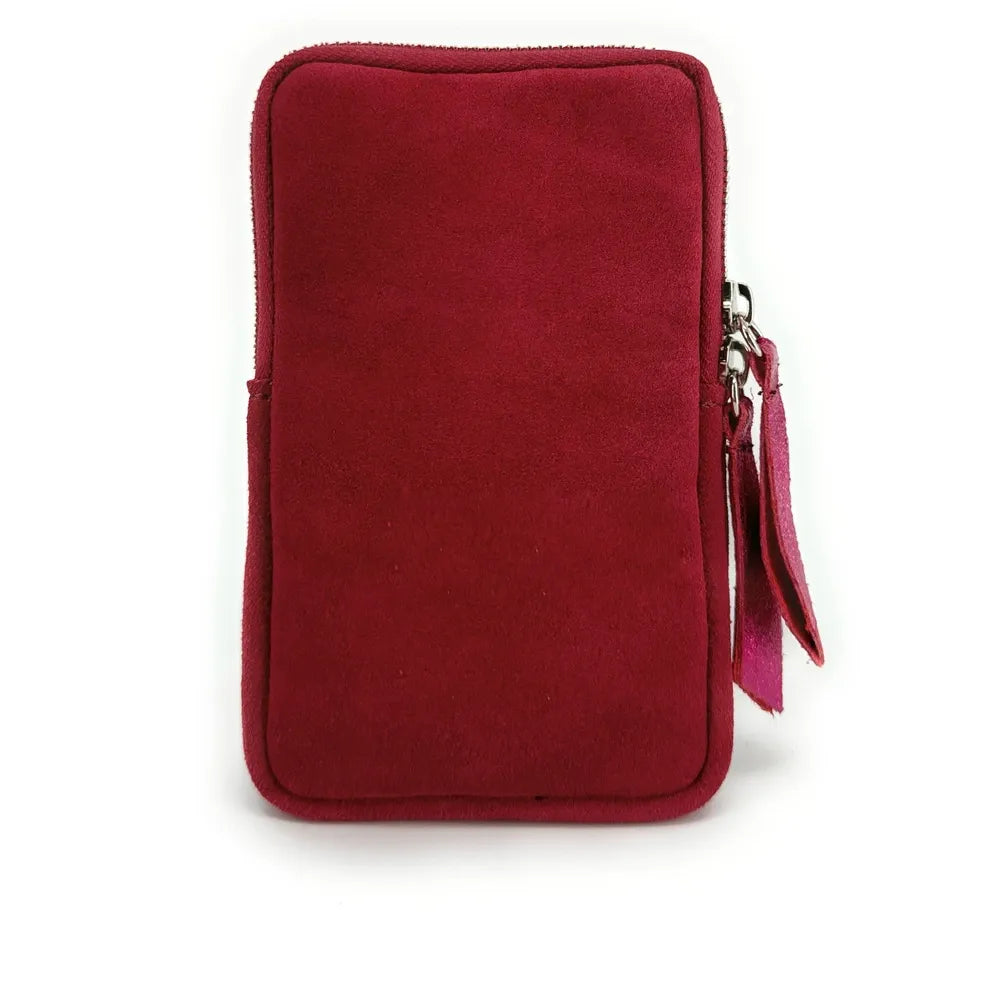 Pochette bandoulière en croûte de cuir LOUVRE Rouge intense