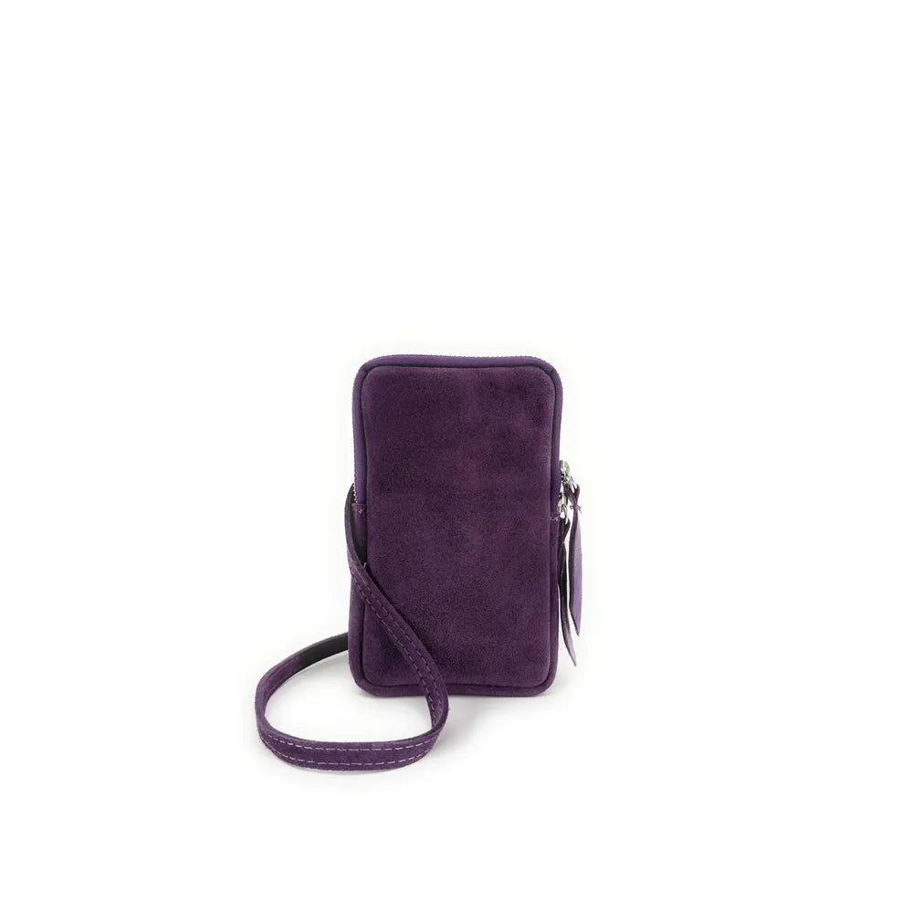 Pochette bandoulière en croûte de cuir LOUVRE Violet