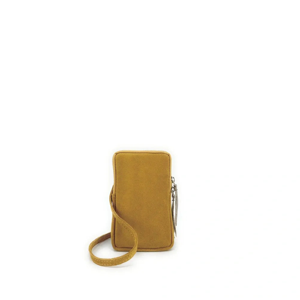 Pochette bandoulière en croûte de cuir LOUVRE Jaune Moutarde