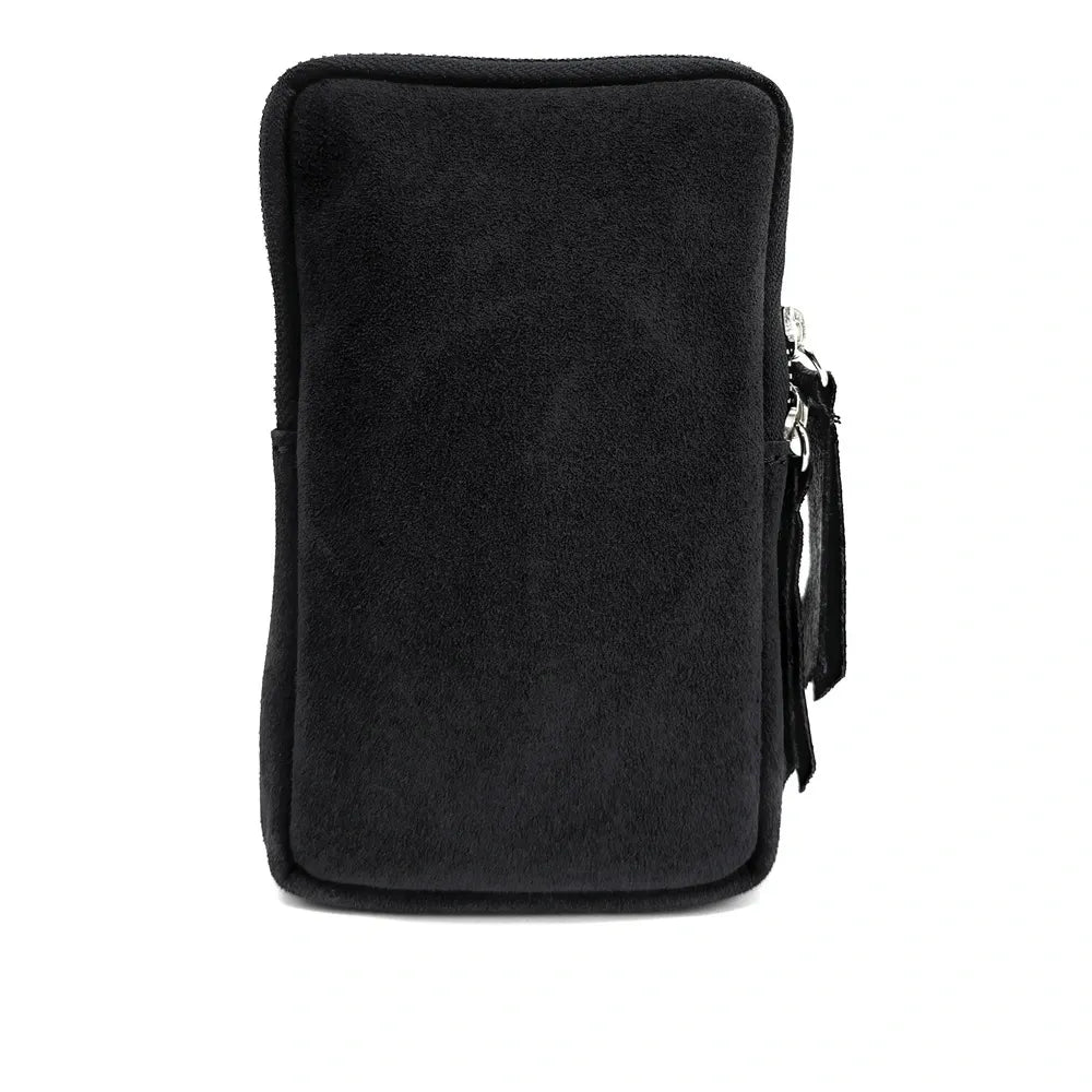 Pochette bandoulière en croûte de cuir LOUVRE Noir