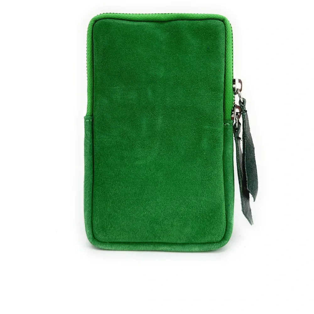 Pochette bandoulière en croûte de cuir LOUVRE Vert anglais