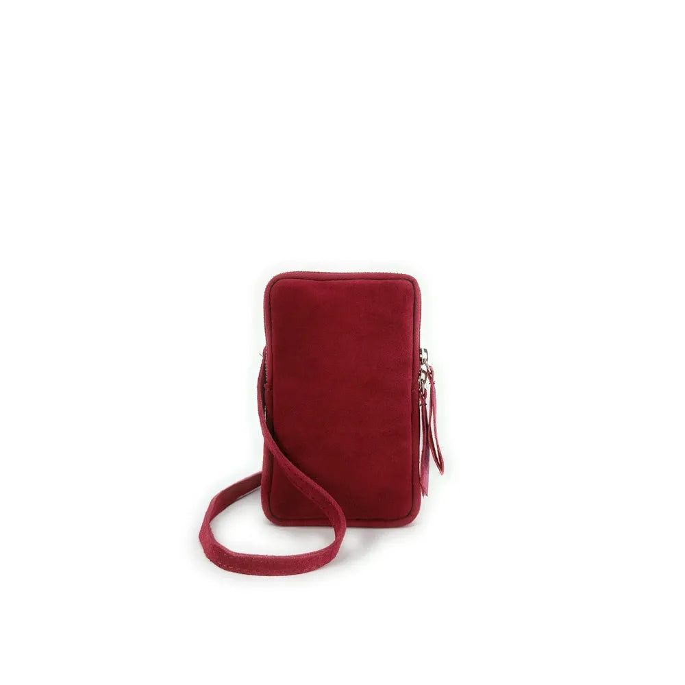 Pochette bandoulière en croûte de cuir LOUVRE Rouge intense