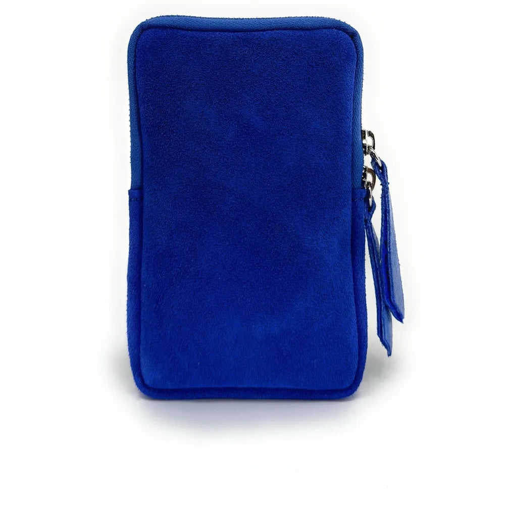 Pochette bandoulière en croûte de cuir LOUVRE Bleu roi