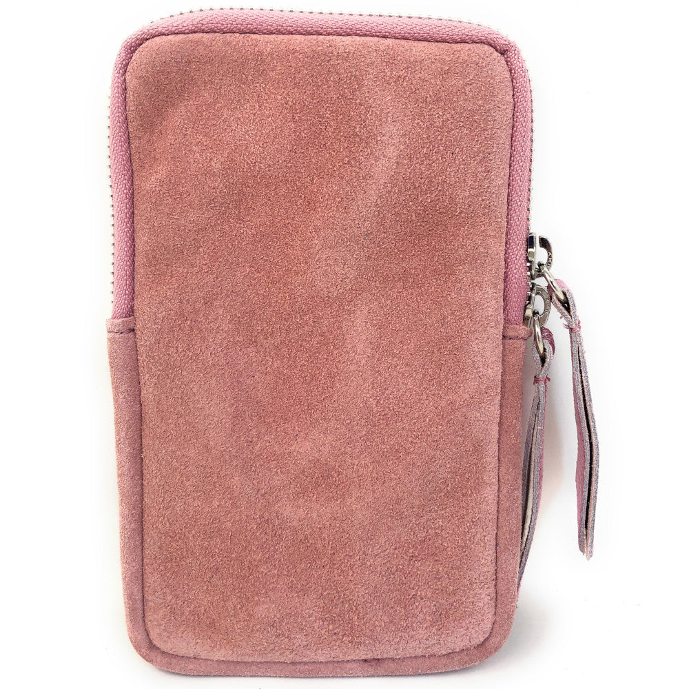 Pochette bandoulière en croûte de cuir LOUVRE Rose nude