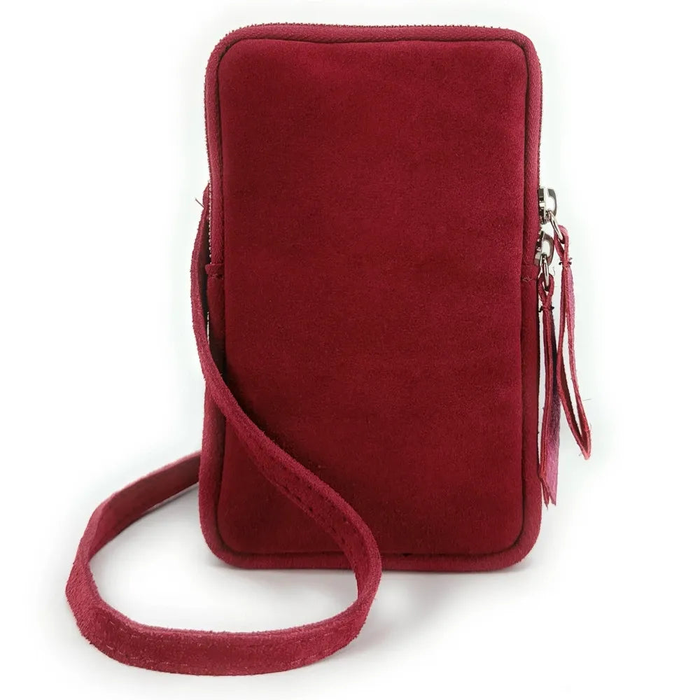 Pochette bandoulière en croûte de cuir LOUVRE Rouge intense