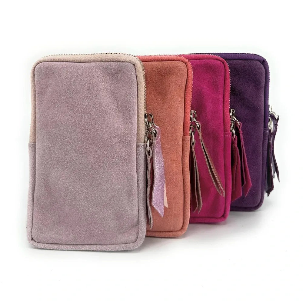 Pochette bandoulière en croûte de cuir LOUVRE Rose fuchsia