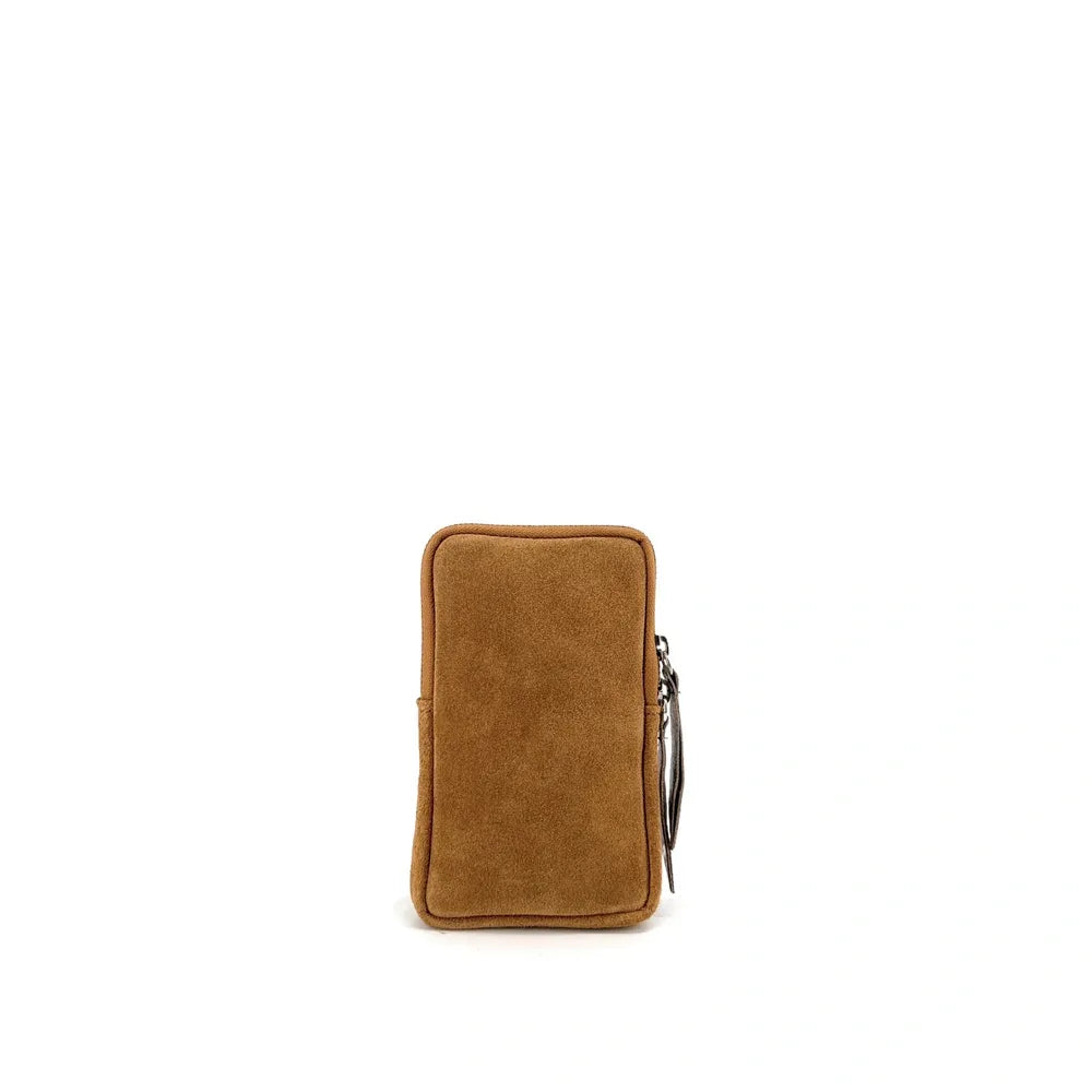 Pochette bandoulière en croûte de cuir LOUVRE Camel