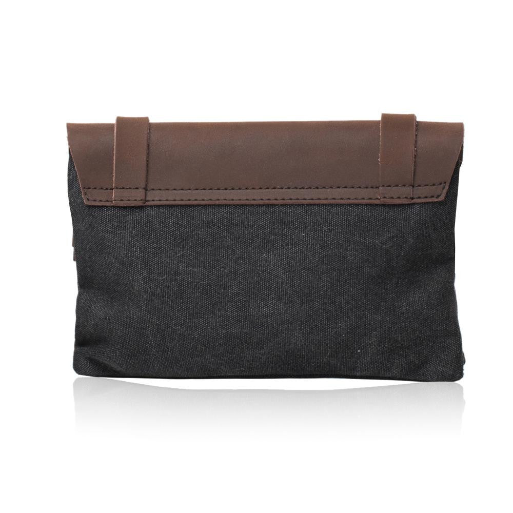 Pochette en cuir et toile JAVA Noir