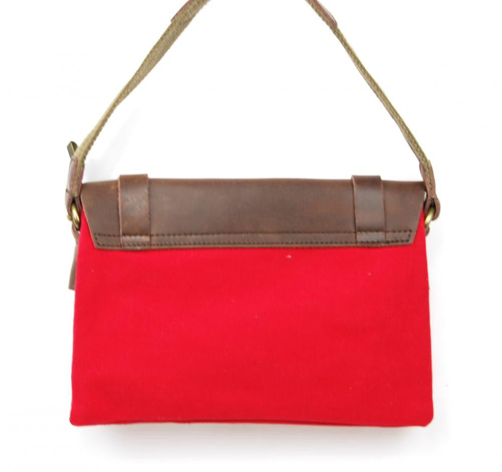 Pochette en cuir et toile JAVA Rouge garance