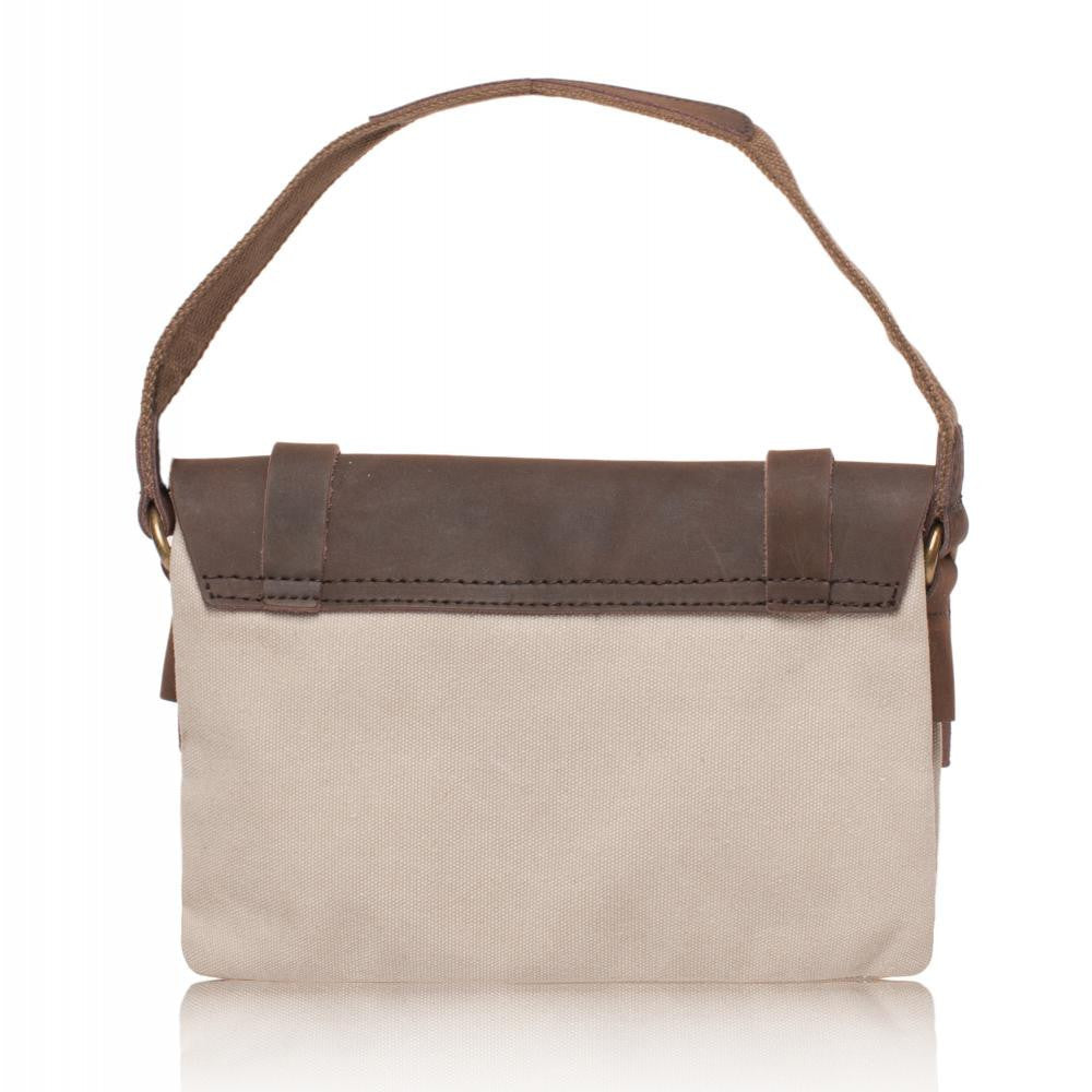 Pochette en cuir et toile JAVA Beige crème
