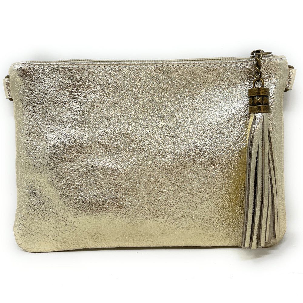 Sac pochette en cuir irisé MORGANE Or pâle