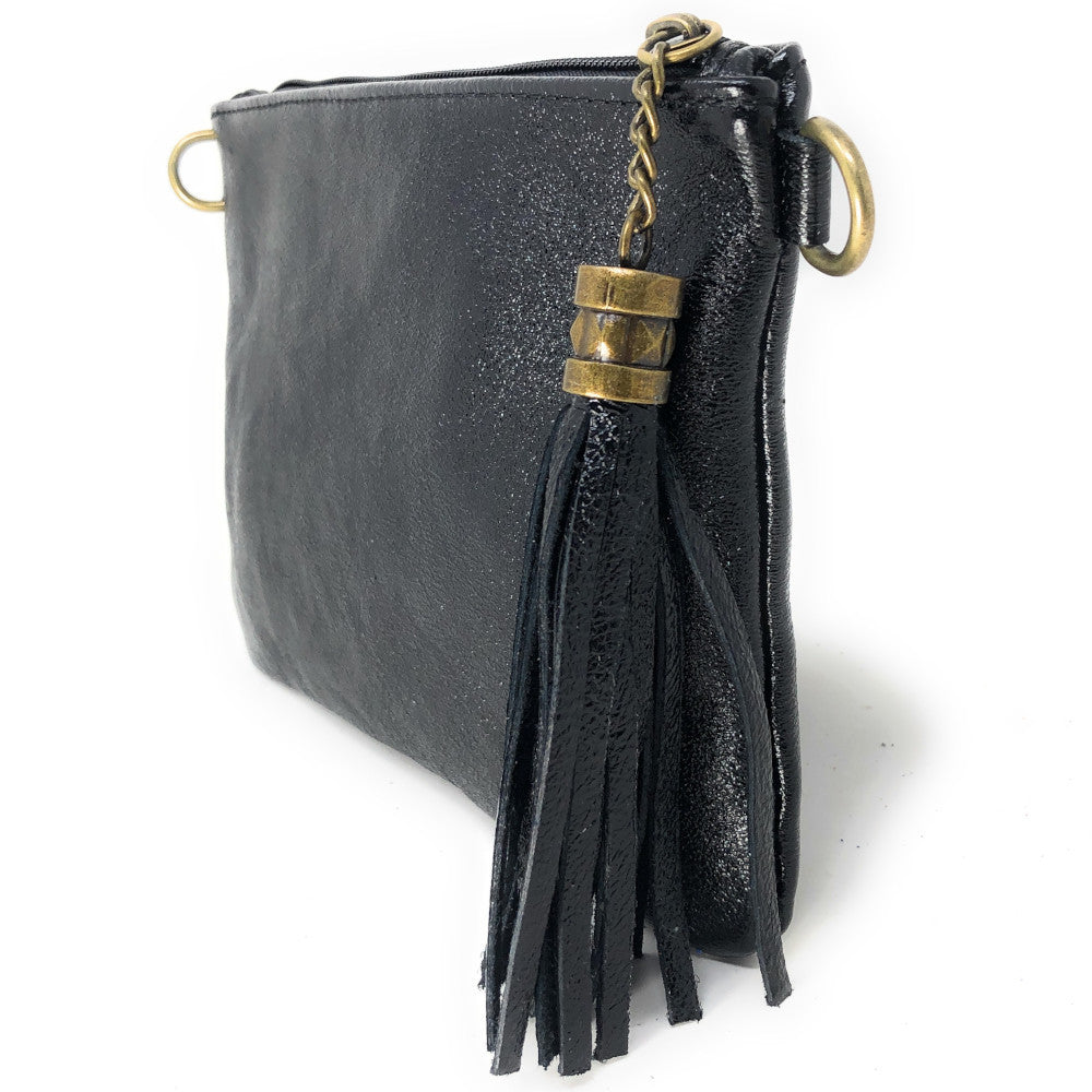 Sac pochette en cuir irisé MORGANE Noir irisé