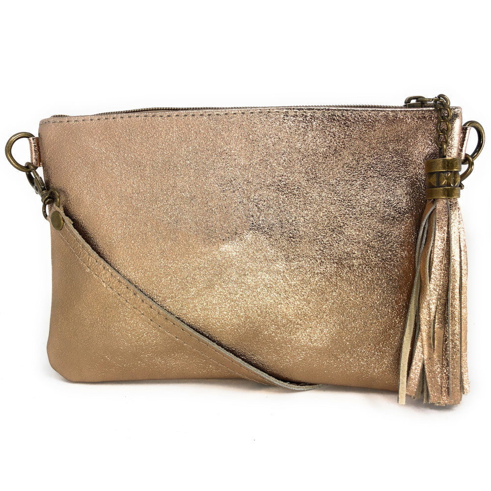Sac pochette en cuir irisé MORGANE Champagne irisé