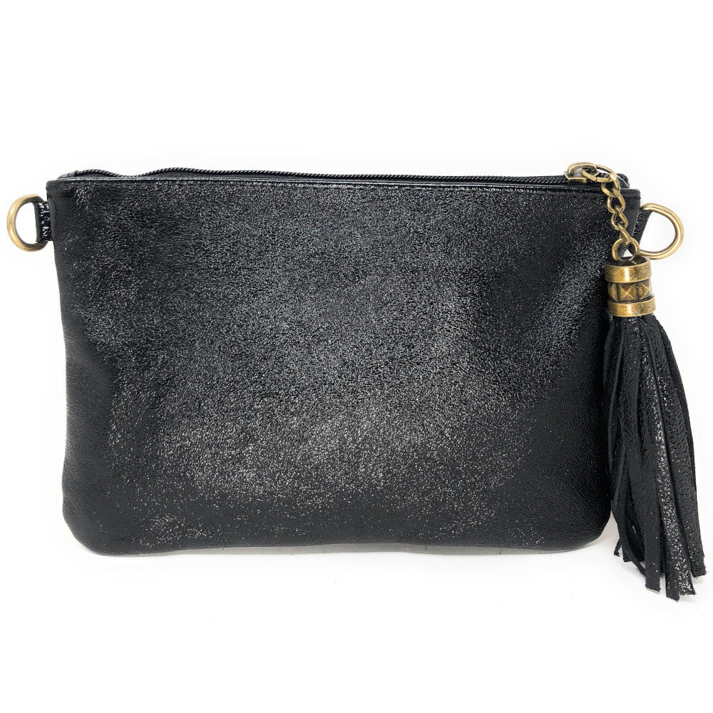Sac pochette en cuir irisé MORGANE Noir irisé