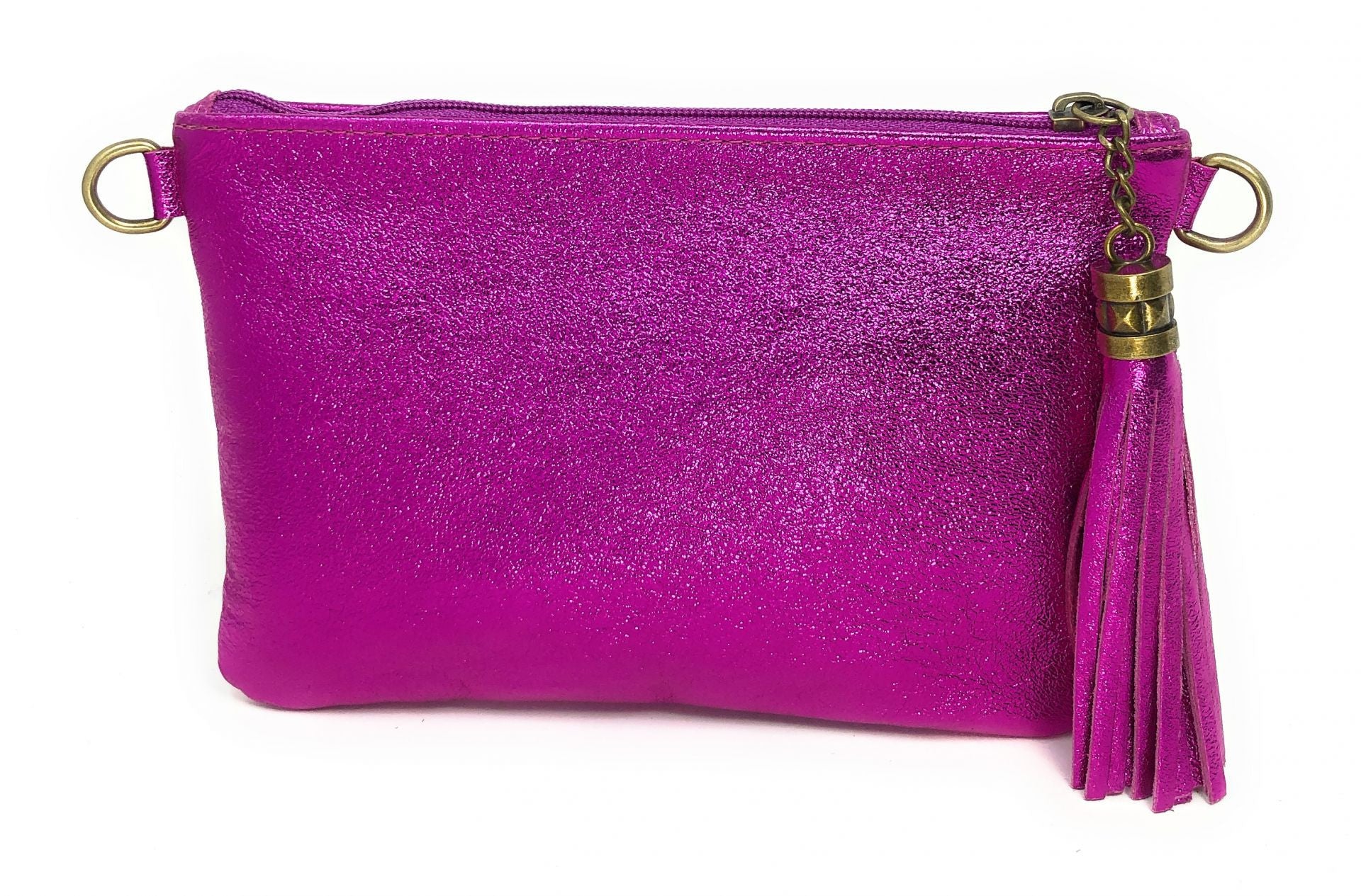 Sac pochette en cuir irisé MORGANE Fuchsia irisé