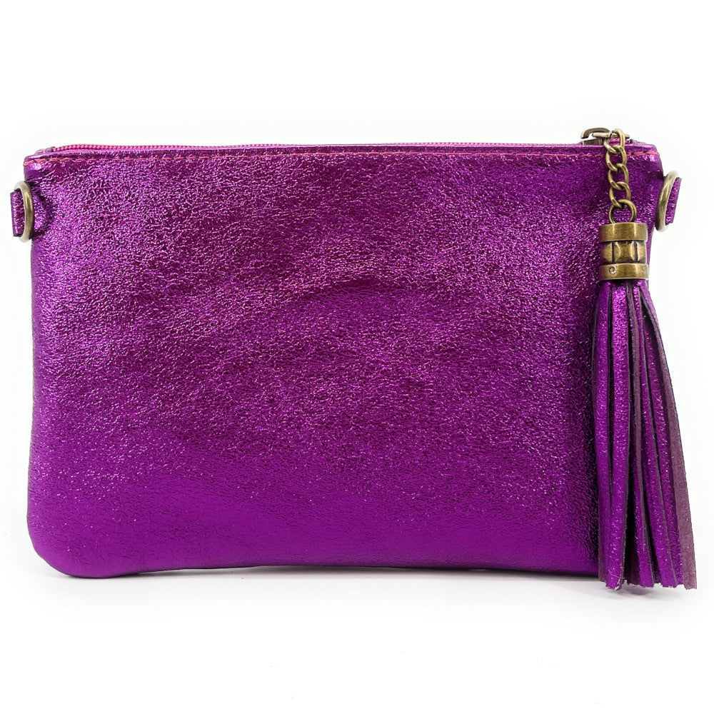 Sac pochette en cuir irisé MORGANE Violine