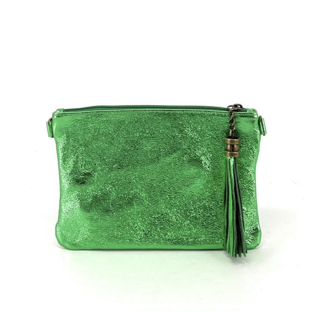 Sac pochette en cuir irisé MORGANE Vert anglais irisé