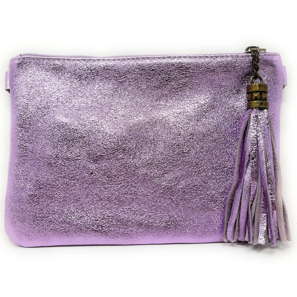 Sac pochette en cuir irisé MORGANE Mauve